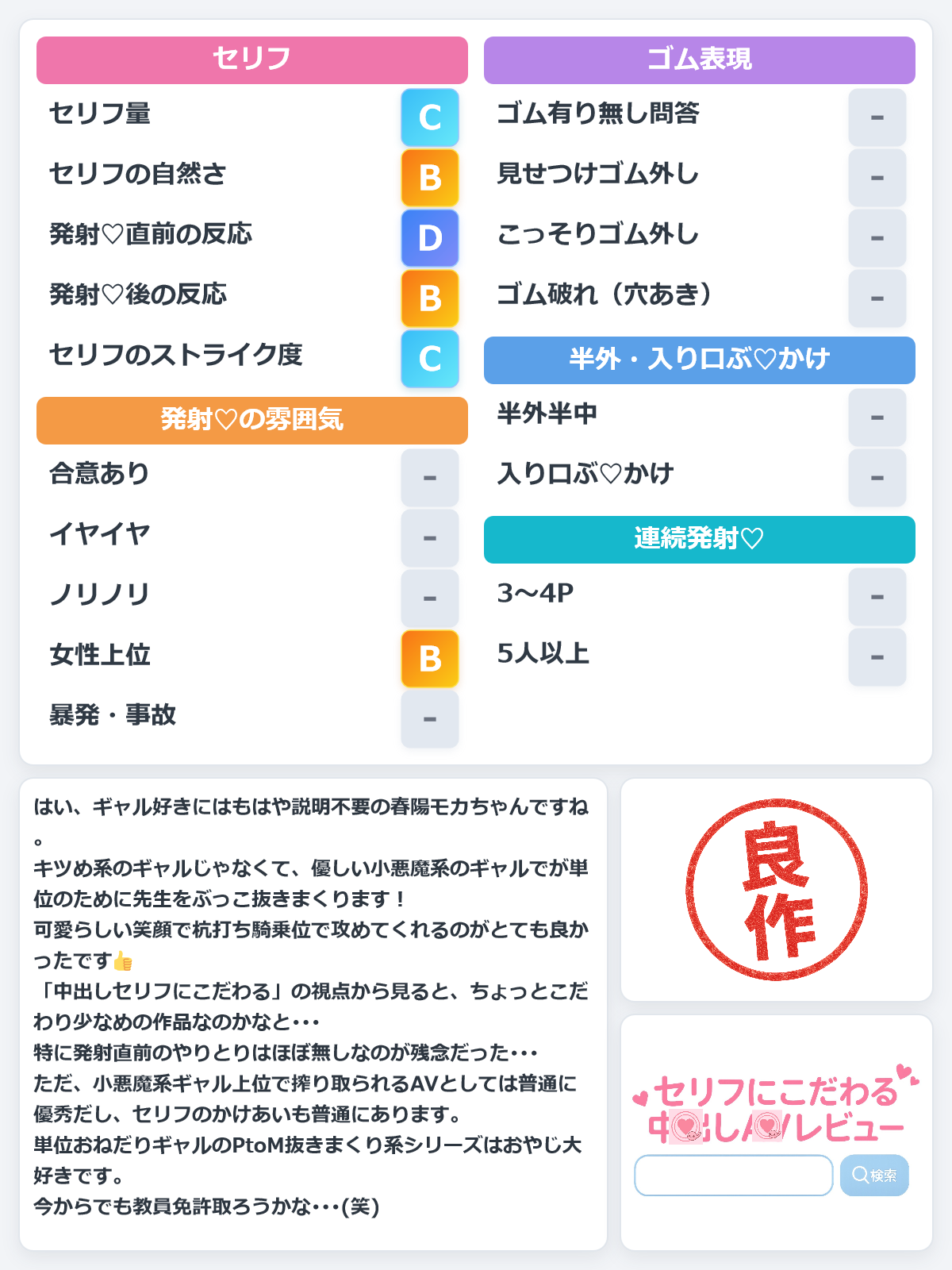 レビュー評価シート